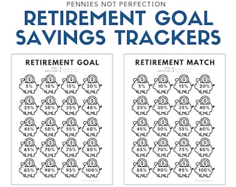 Retirement Savings Tracker | Piggy Bank Goal Printable (PDF)