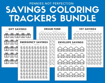 Saving Tracker Bundle, Savings Tracker Coloring Sheets, Savings Tracker Printable Bundle, Money Tracker