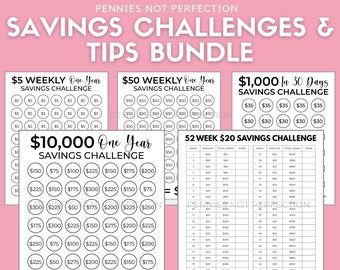 Saving Tracker Bundle + 80 Savings Tips, Money Saving Challenge, Savings Tracker Printable, Savings Charts, Money Saving Challenge Printable