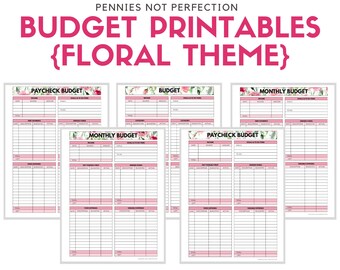 Paycheck Budget & Monthly Budget Planner (Floral Theme) | Budgeting Printable Digital Download
