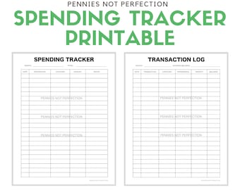 Spending Tracker Printable | Transaction Log Spending Tracker Page Printable PDF