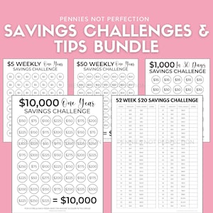 Saving Tracker Bundle + 80 Savings Tips, Money Saving Challenge, Savings Tracker Printable, Savings Charts, Money Saving Challenge Printable