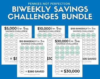 Biweekly Savings Challenge BUNDLE, Money Saving Challenge, Biweekly Savings Tracker Printable, Money Saving Challenge Printable