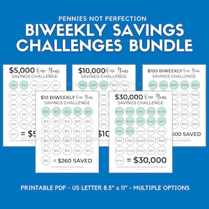 Biweekly Savings Challenge BUNDLE, Money Saving Challenge, Biweekly Savings Tracker Printable, Money Saving Challenge Printable
