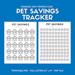 Pet Savings Tracker | Pet Savings Printable | Cat Dog Vet Savings Tracker Planner