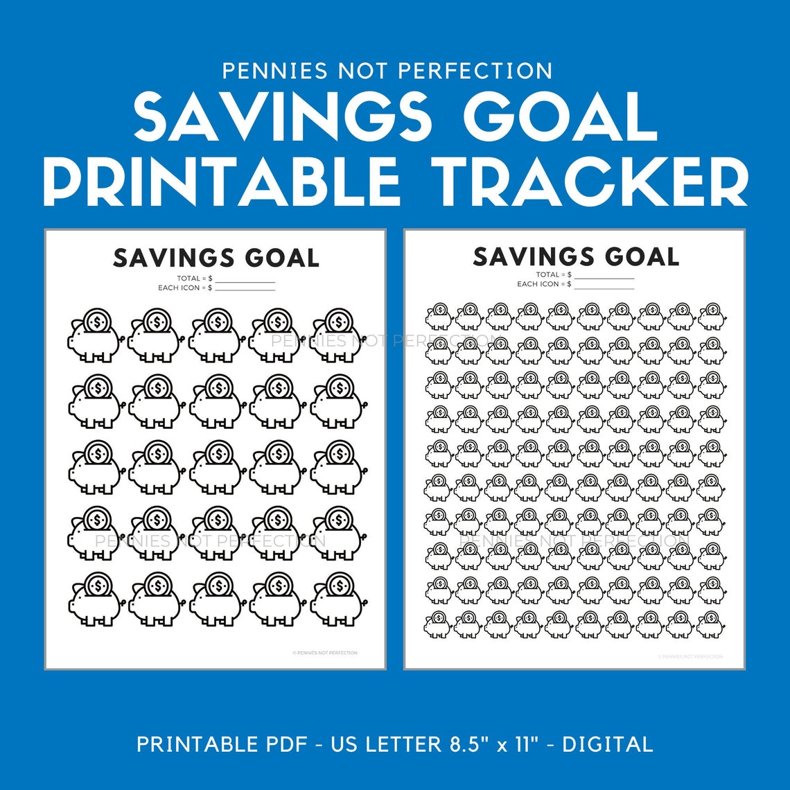 Savings Goal Tracker Piggy Bank Savings Tracker Printable Etsy