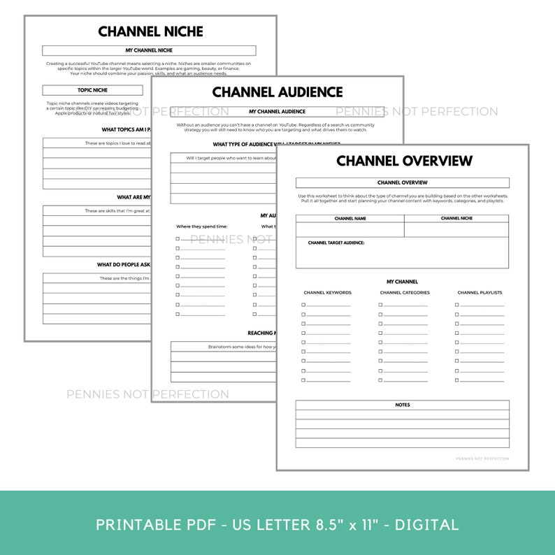 Youtube Success Planner Printable Guide to Youtube Content & Channel ...