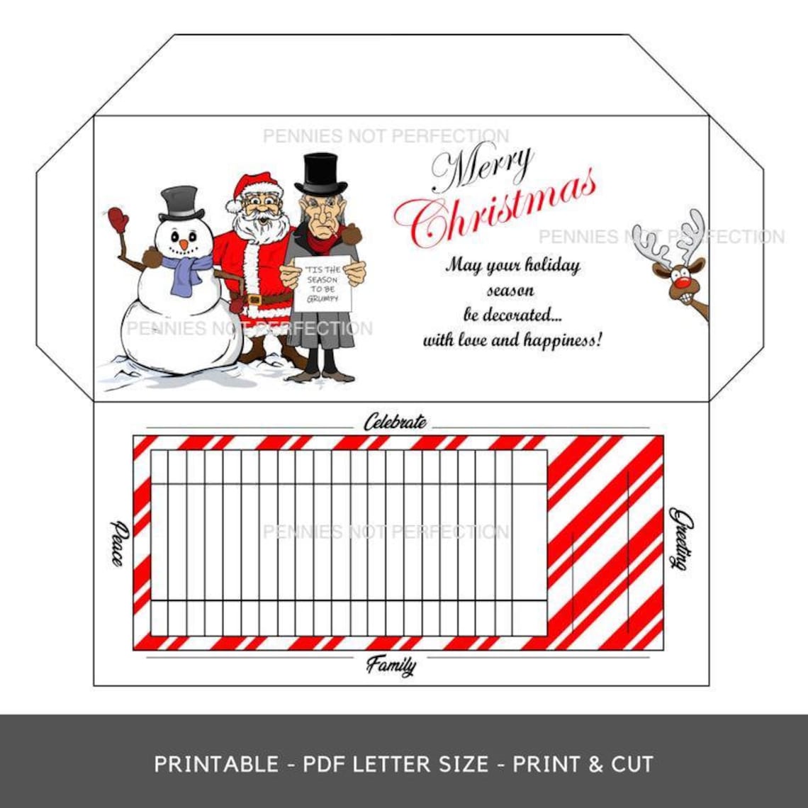 Printable Cash Envelope Christmas Theme Christmas Cash Envelope Etsy