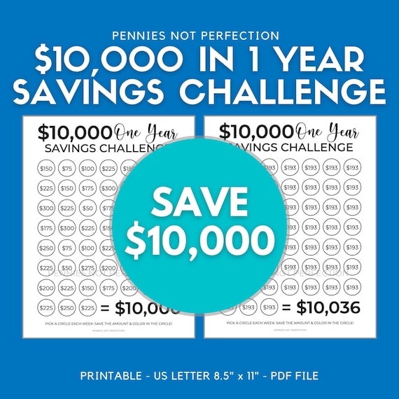 Money Saving Challenge Save 10000 Dollars in One Year - Etsy