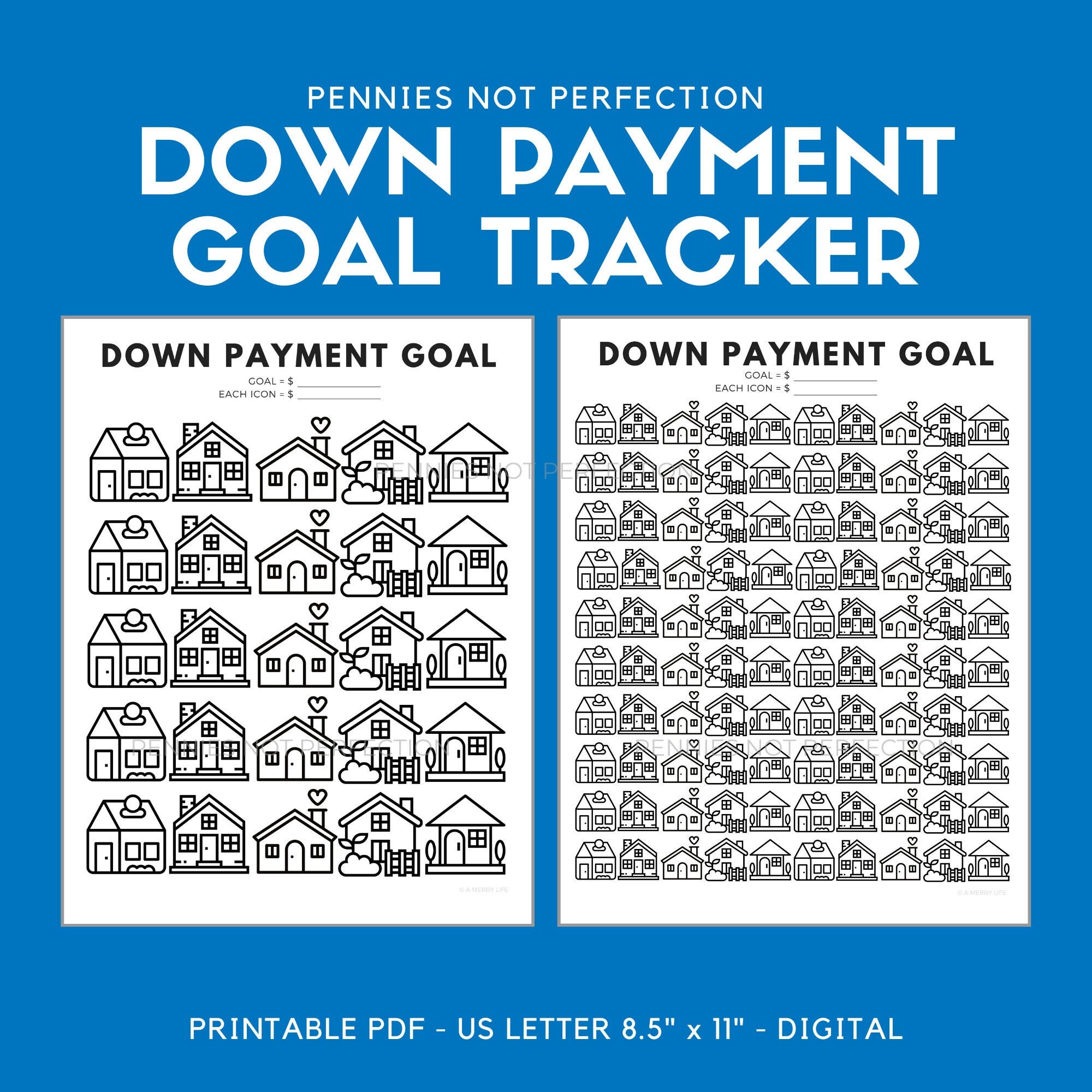 Down Payment Savings Goal Tracker  House Down Payment Savings Printable