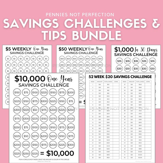 Saving Tracker Bundle 80 Savings Tips Money Saving Challenge