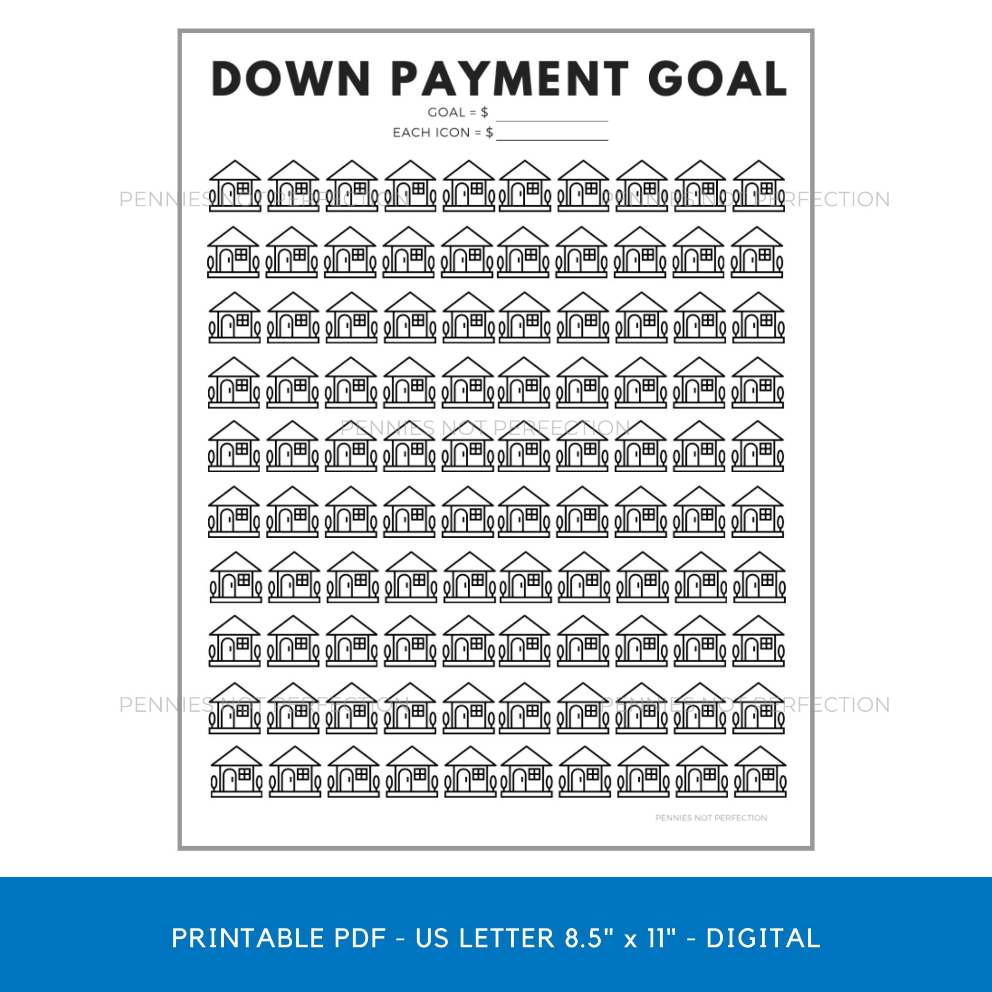 Down Payment Savings Tracker House Down Payment Savings Printable Etsy