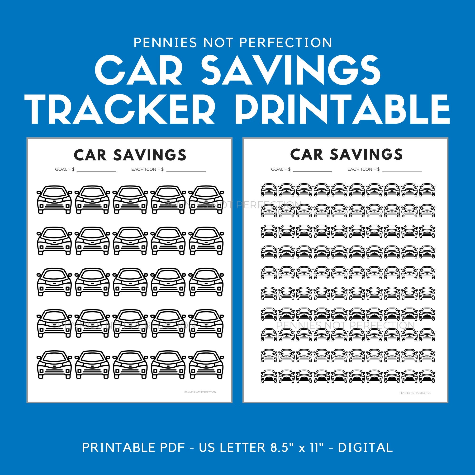 Car Savings Tracker Printable Car Savings Goal Chart Etsy España