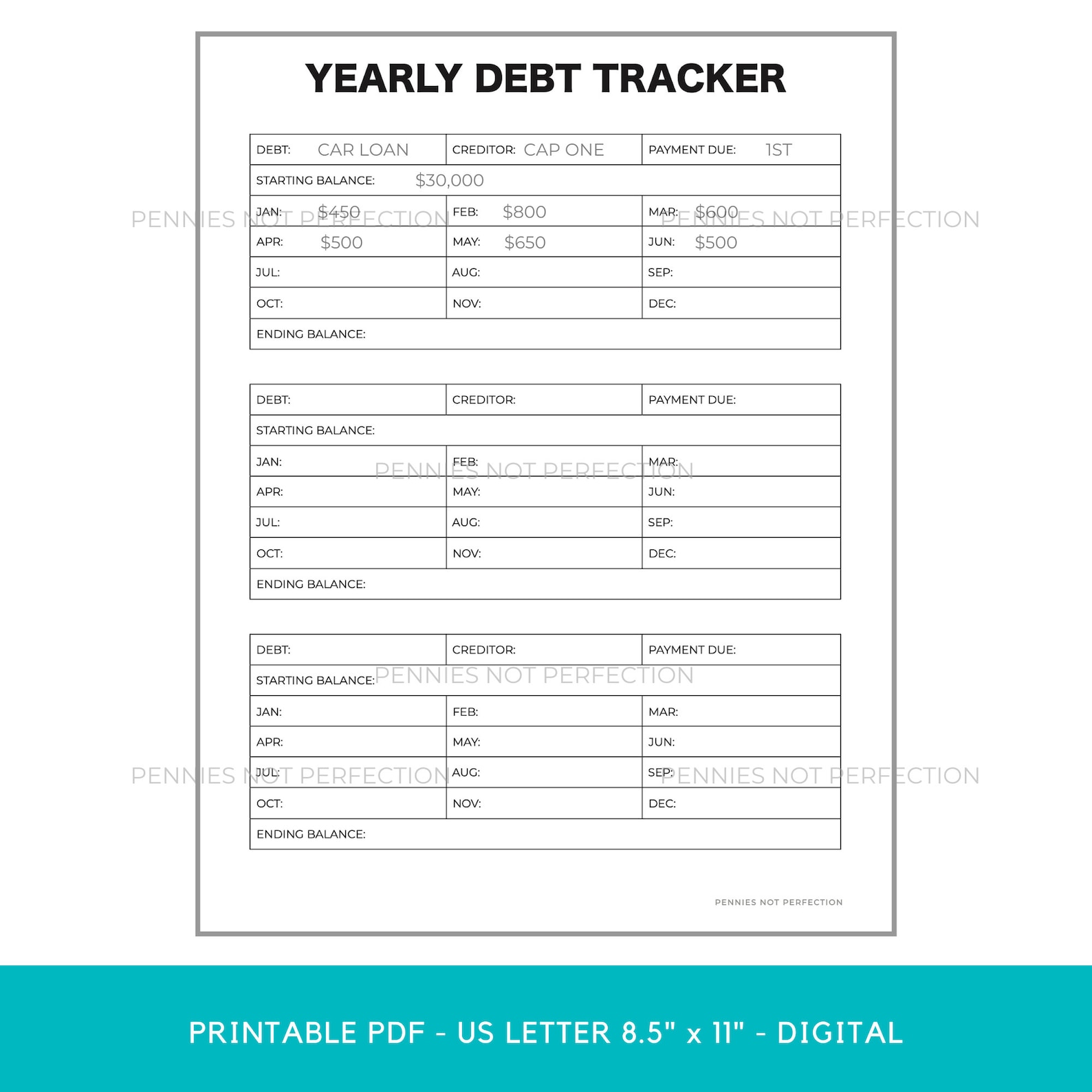 Debt Payoff Planner Printable PDF Monthly & Yearly Debt Pay off Tracker ...