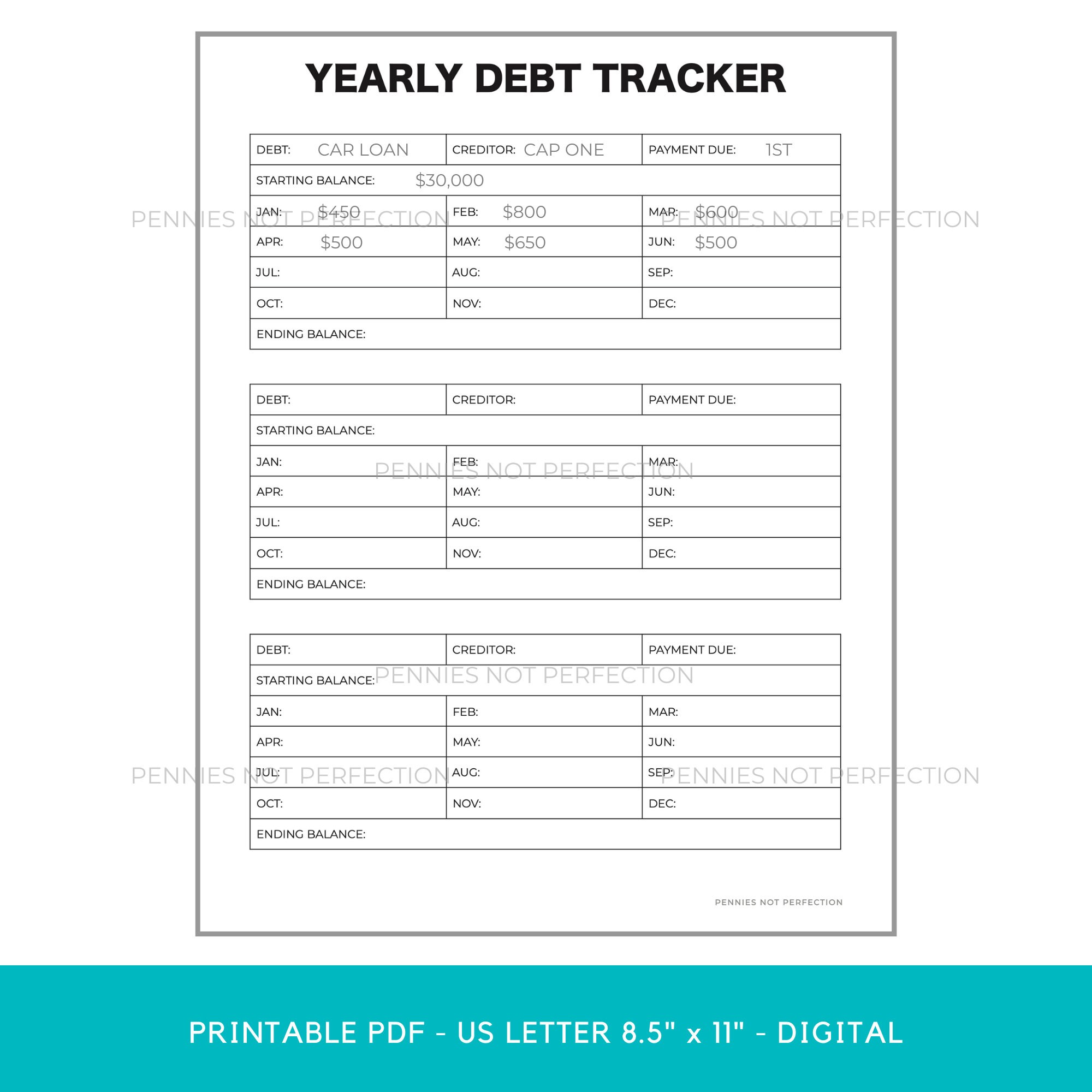 Debt Payoff Planner Printable PDF Monthly & Yearly Debt Pay off Tracker ...