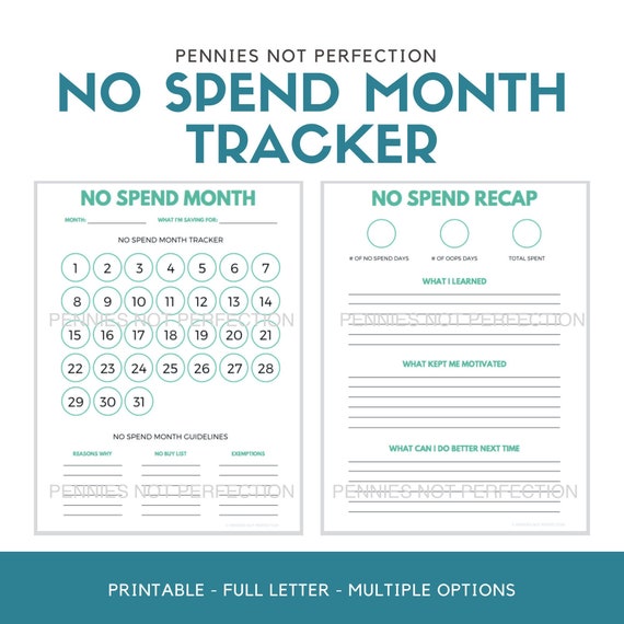 No Spend Month Tracker No Spend Challenge Printable Etsy.de