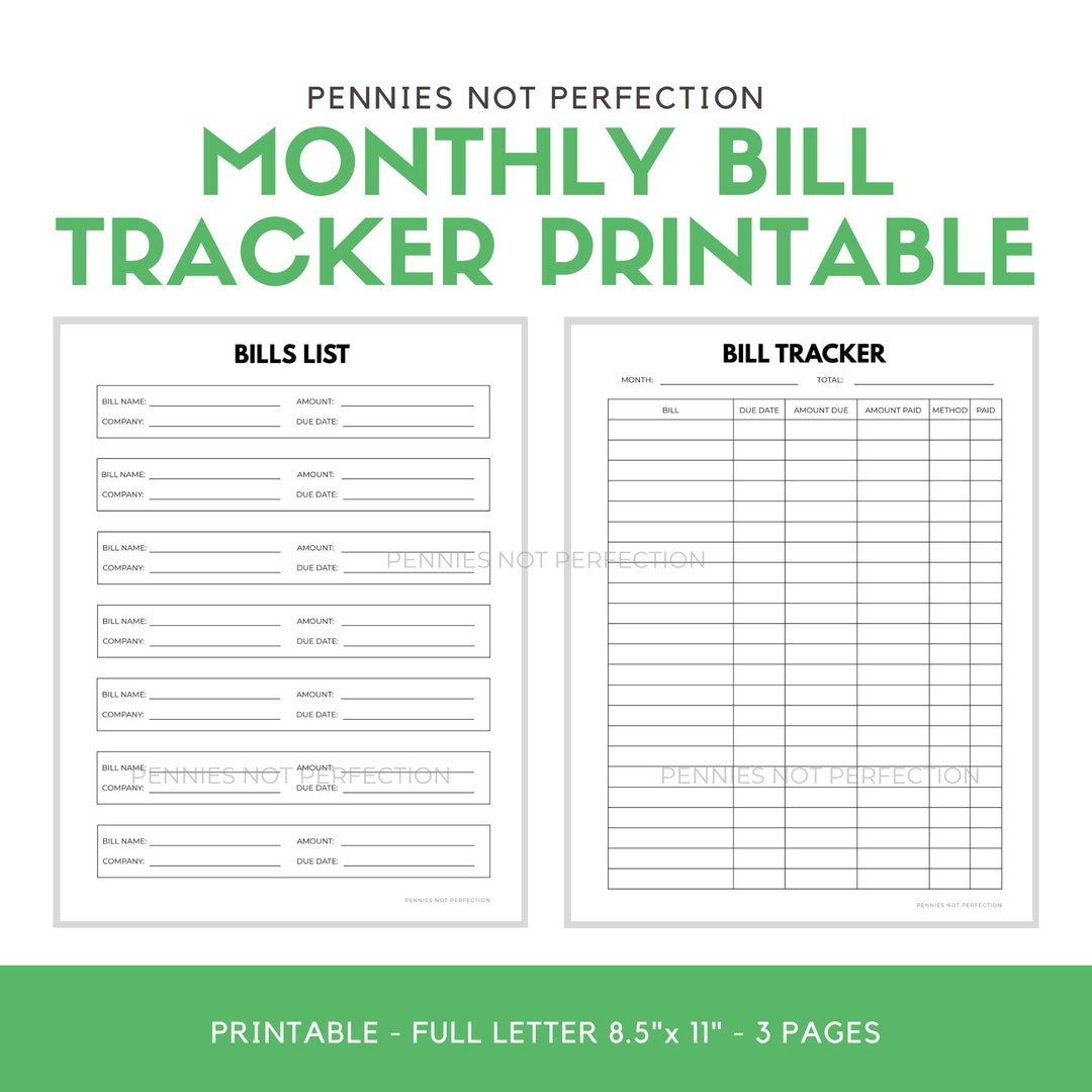 Monthly Bill Tracker Printable | Monthly Bills Tracker Neutral Page ...