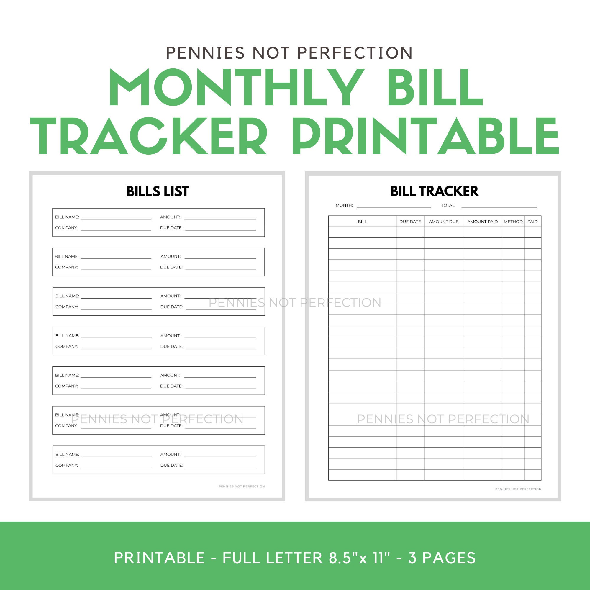 Monthly Bill Tracker Printable | Monthly Bills Tracker Neutral Page ...