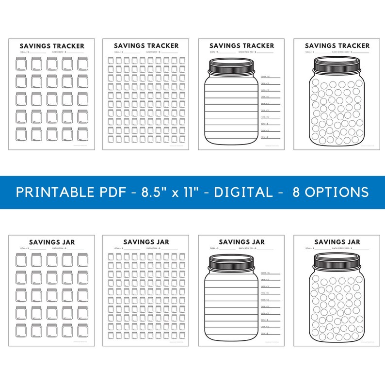Savings Jar Printable Savings Tracker Digital Savings Jar Etsy