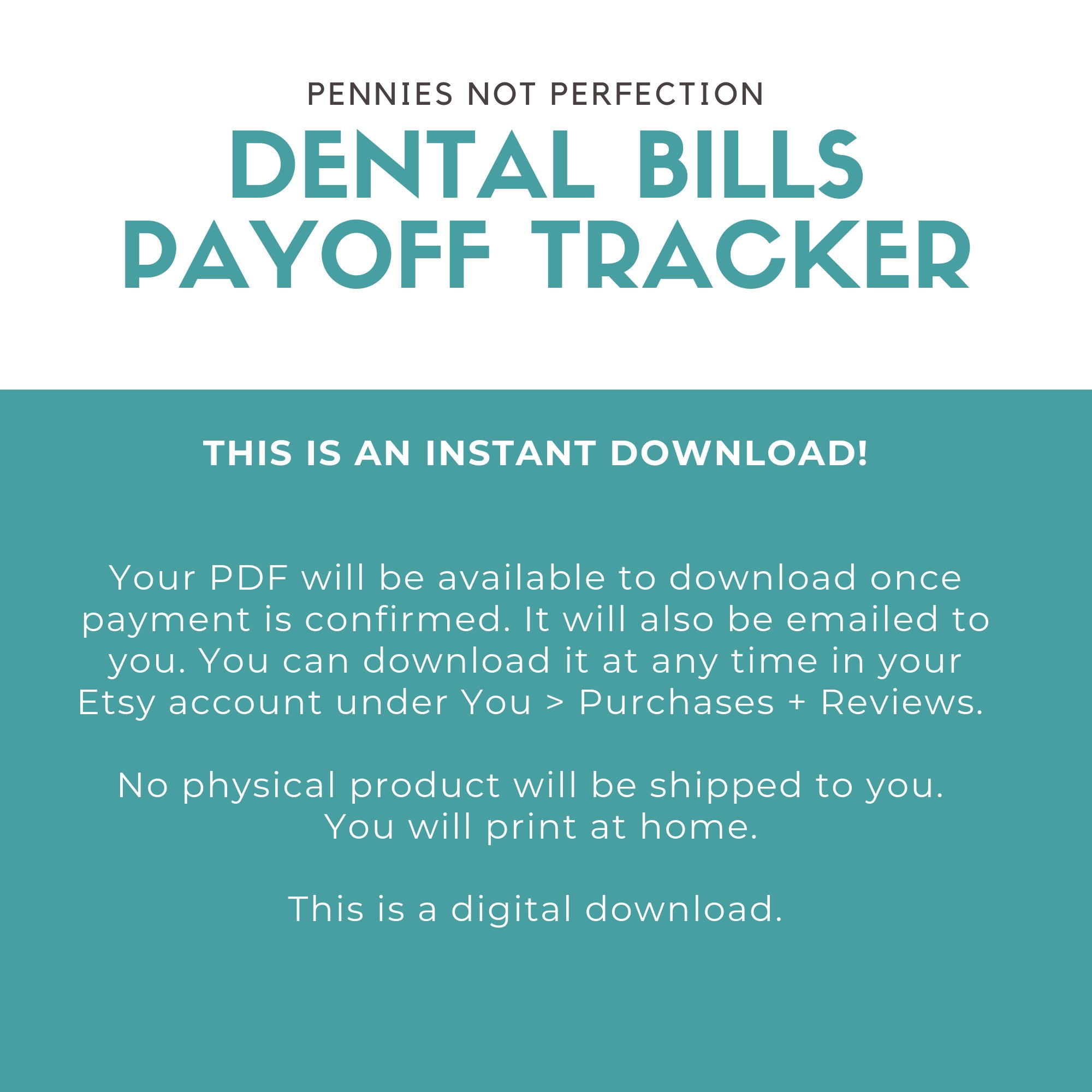 Dental Bills Debt Payoff Tracker Dental Debt Payoff Printable Etsy