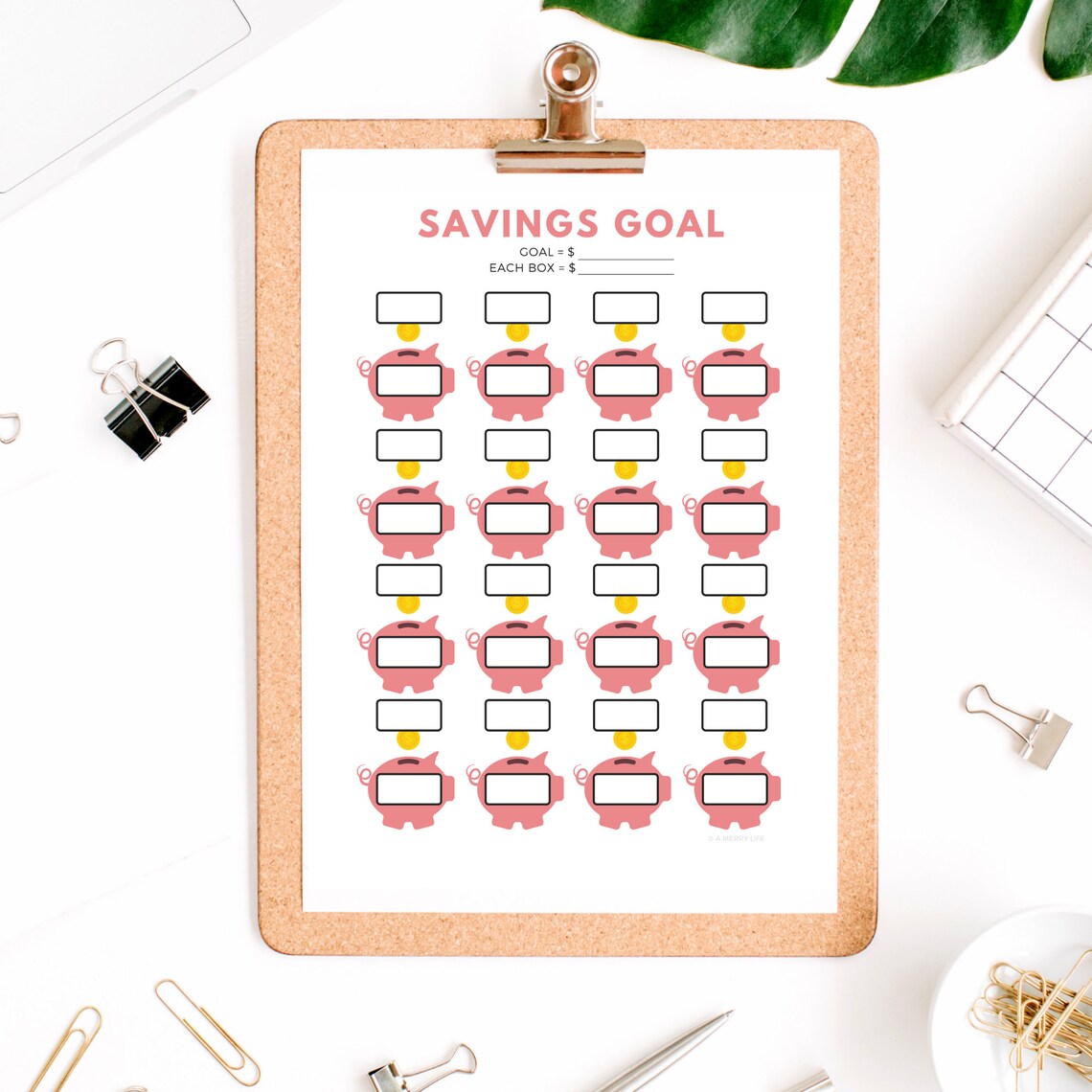 Piggy Bank Savings Goal Tracker | Printable PDF - Etsy