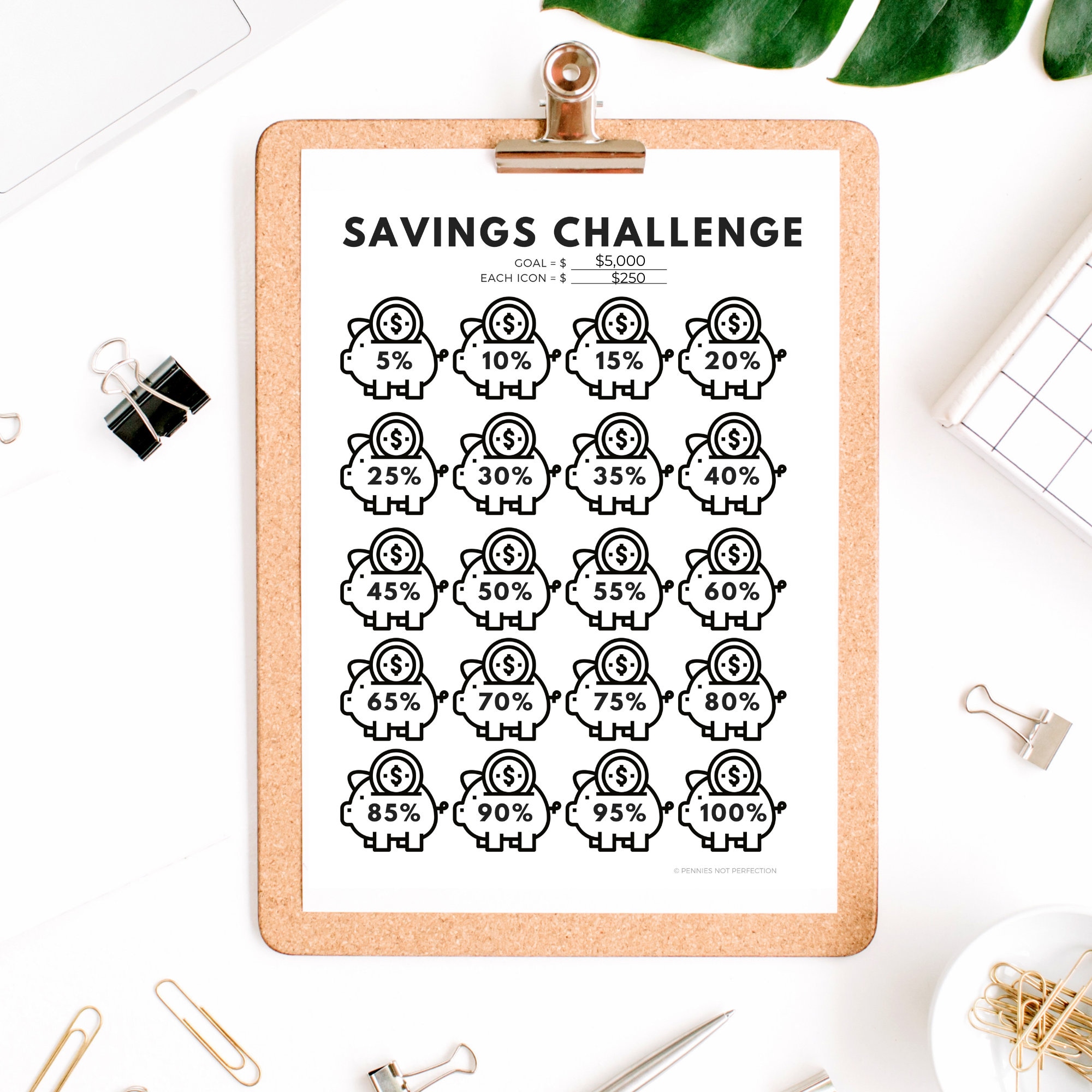 Piggy Bank Savings Challenge Tracker | Printable Goal Chart (PDF) - Etsy