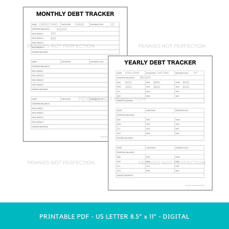 Debt Payoff Planner Printable PDF Monthly & Yearly Debt Pay off Tracker Printables - Etsy
