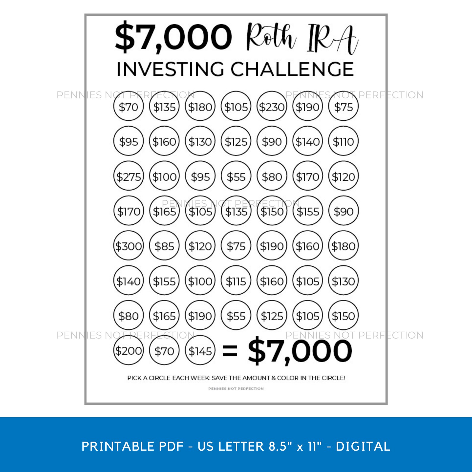 Save 7000 Dollars Roth IRA In One Year Roth IRA Investing Etsy