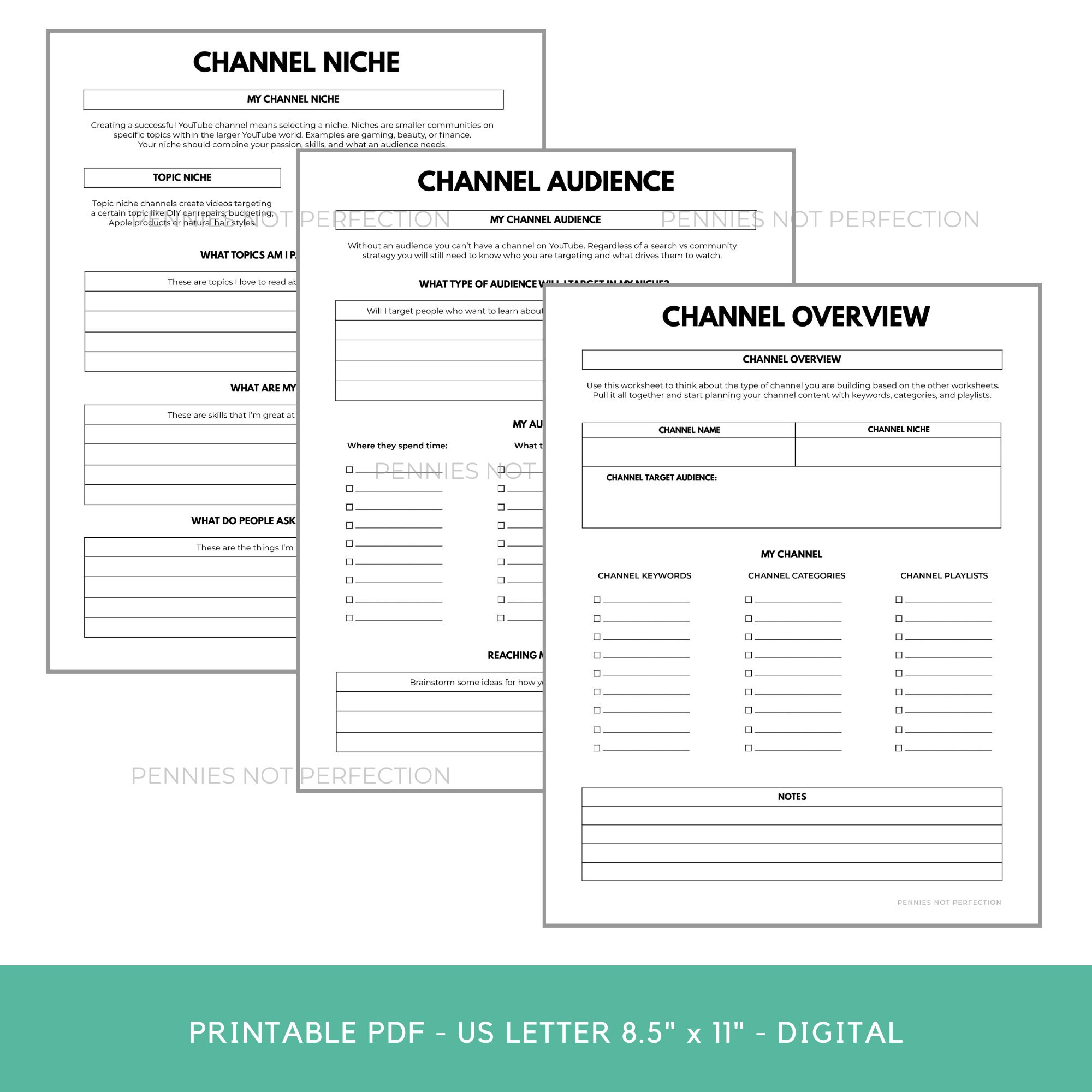 Youtube Channel Planner | Checklist &amp; Brand Worksheets (digital Download) - Etsy