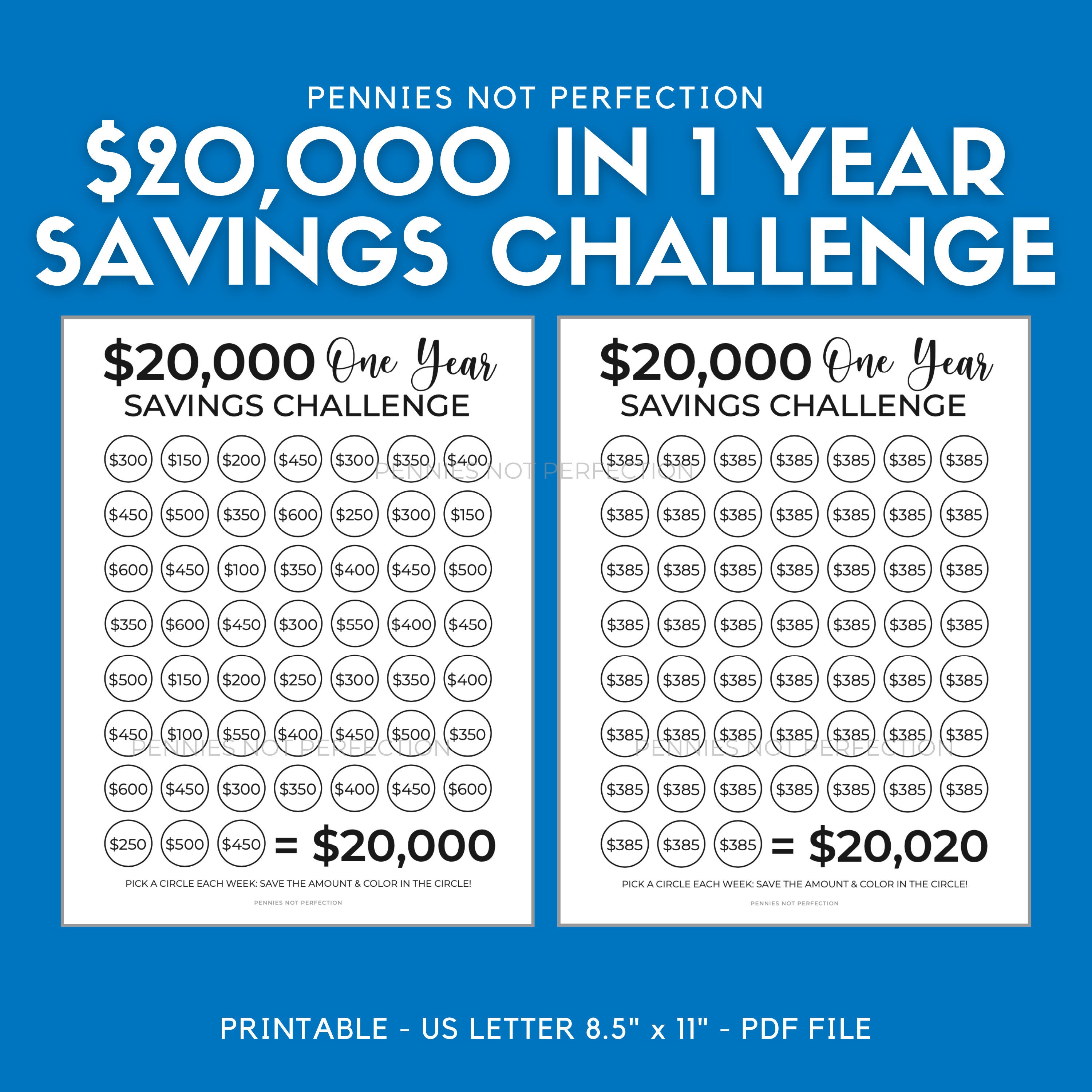 Save 14 Dollars In One Year Money Saving Challenge 14K  Etsy