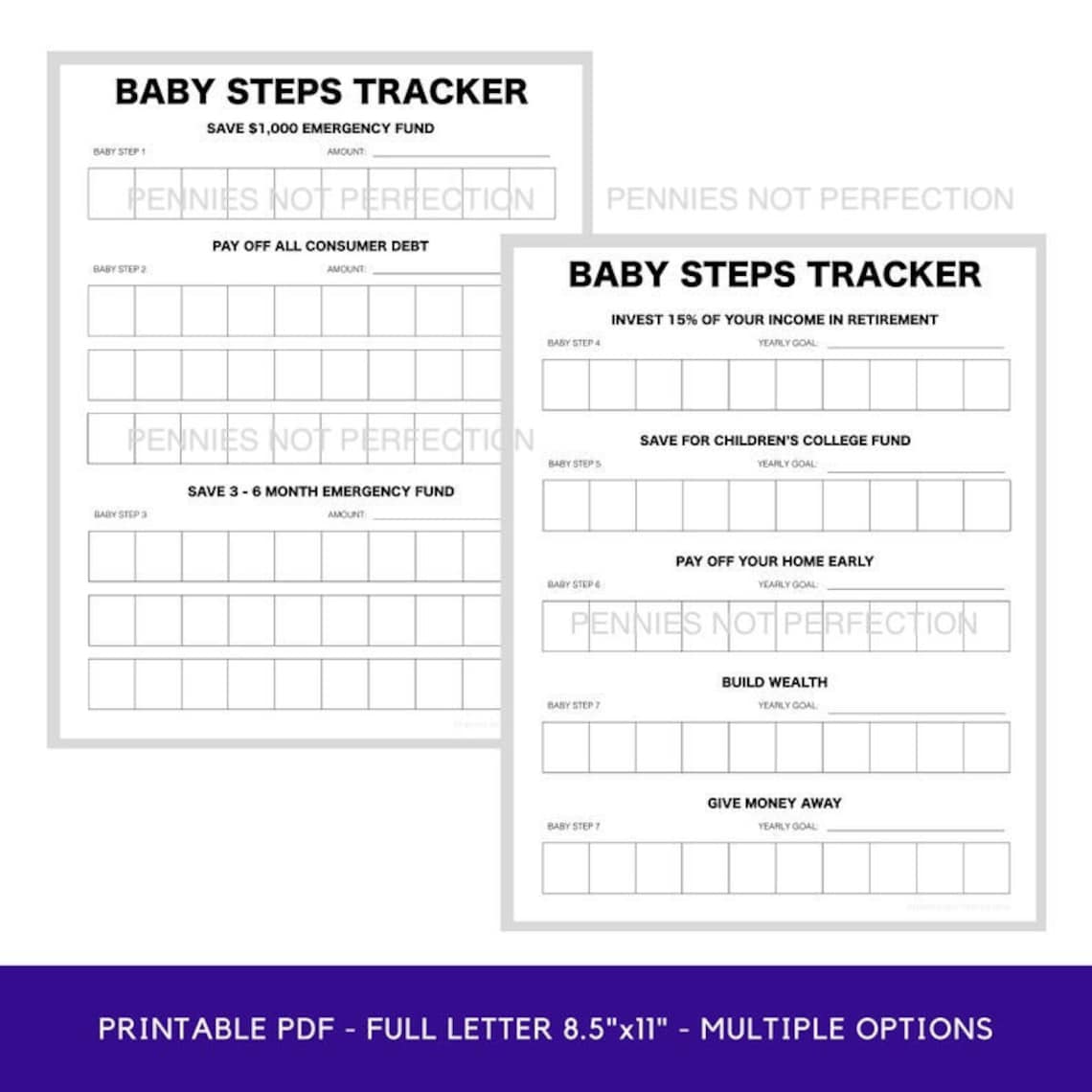Debt Free Baby Steps Tracker | Dave Ramsey Baby Steps 1-7 Printable PDF ...