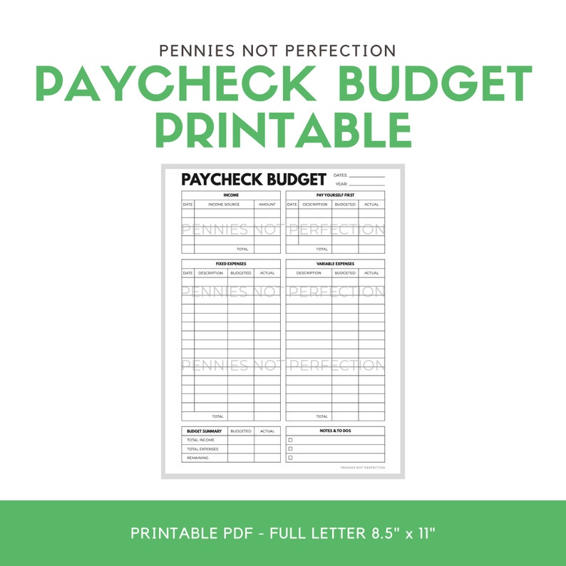 Paycheck Budget Printable Paycheck Budgeting Planner Etsy