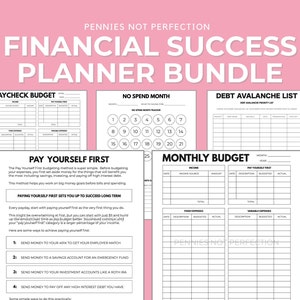 Financial Success Printable Bundle, Budget Planner Printable, Budgeting, Money, Debt Payoff, & Savings Trackers