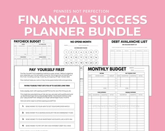 Financial Success Printable Bundle, Budget Planner Printable, Budgeting, Money, Debt Payoff, & Savings Trackers