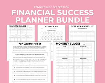 Financial Success Printable Bundle, Budget Planner Printable, Budgeting, Money, Debt Payoff, & Savings Trackers