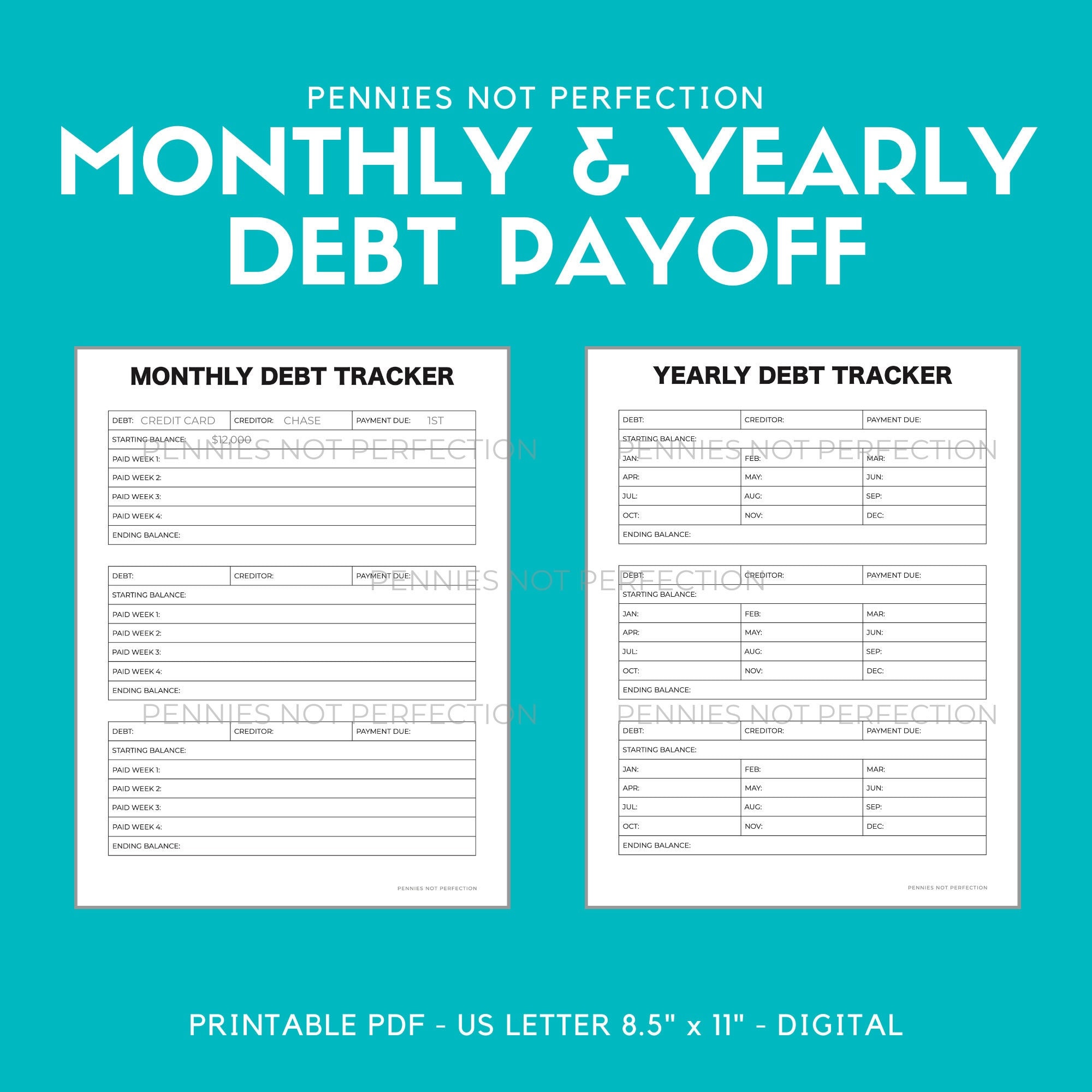 Debt Payoff Planner Printable PDF | Monthly & Yearly Debt Pay off Tracker Printables - Etsy