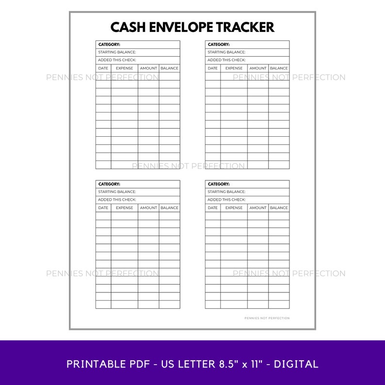 Printable Cash Envelope System Tracker, Printable Expense Tracker ...
