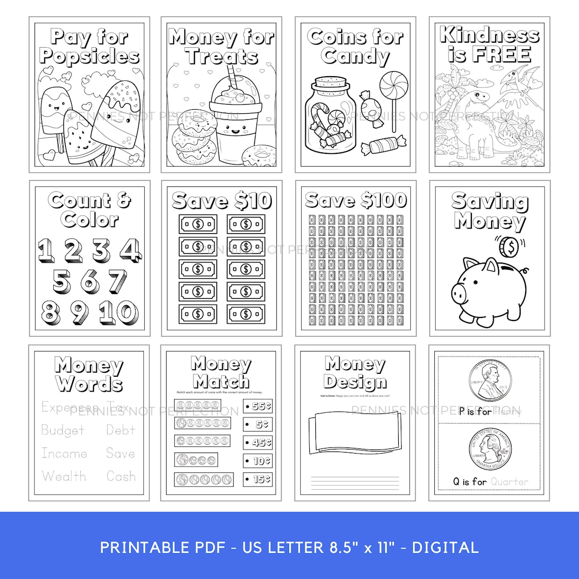 Printable Money Coloring Sheets, Kids Money Coloring Pages, Coloring