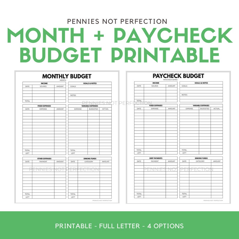 Monthly Budget Printable | Paycheck Budget Planner (PDF) image 1