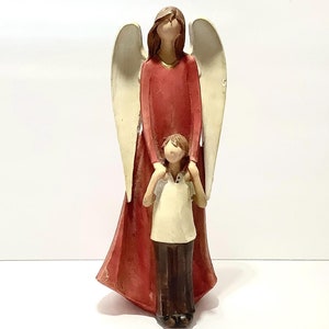 Vintage Ceramic Angel with Child,Guardian Angel Figurine,Christmas Gift Child,Child Bedroom Decor,Vintage Christmas Decor,Funky Cool Vintage