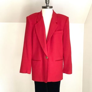Giacca in crepe di lana rossa, taglia 12, blazer Alfred Dunner, giacca rossa oversize anni &#39;80, abbigliamento vintage da donna, preppy old money, vintage funky cool
