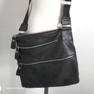 Black Leather Crossbody Bag,Genuine Leather Black Bag, Black Laptop Bag,Tablet Bag,Black Work Bag,Soft Black Briefcase,Funky Cool Vintage
