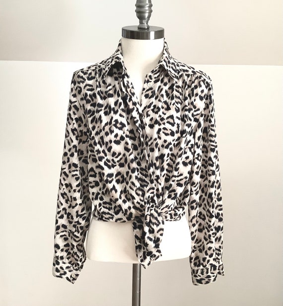 Leopard Print Collared Blouse,Alfred Dunner Top,P… - image 1