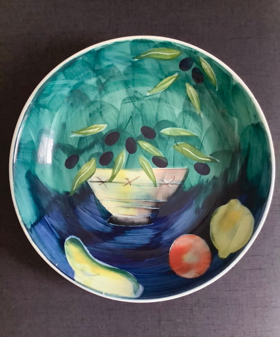 Large Pasta Serving Bowl still Life olive Branch Fruit jcpenney