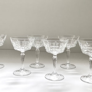 Cut Crystal Coupe Set,Vintage Barware,Stemmed Champagne Dessert Glass,Set Of 6,Party Hosting,Celebration New Years,Housewarming Hostess Gift