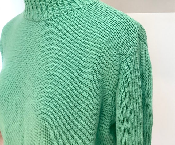 Vintage Green Mock-neck Sweater,Rib Knit Sweater,… - image 4