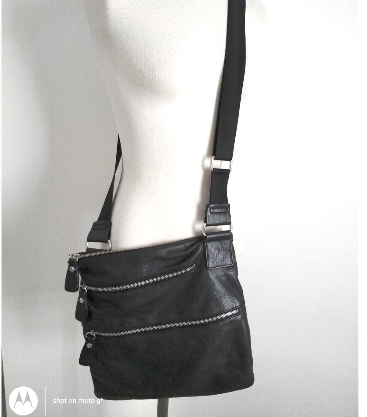 Black Leather Crossbody Bag,Genuine Leather Black Bag, Black Laptop Bag,Tablet Bag,Black Work Bag,Soft Black Briefcase,Funky Cool Vintage