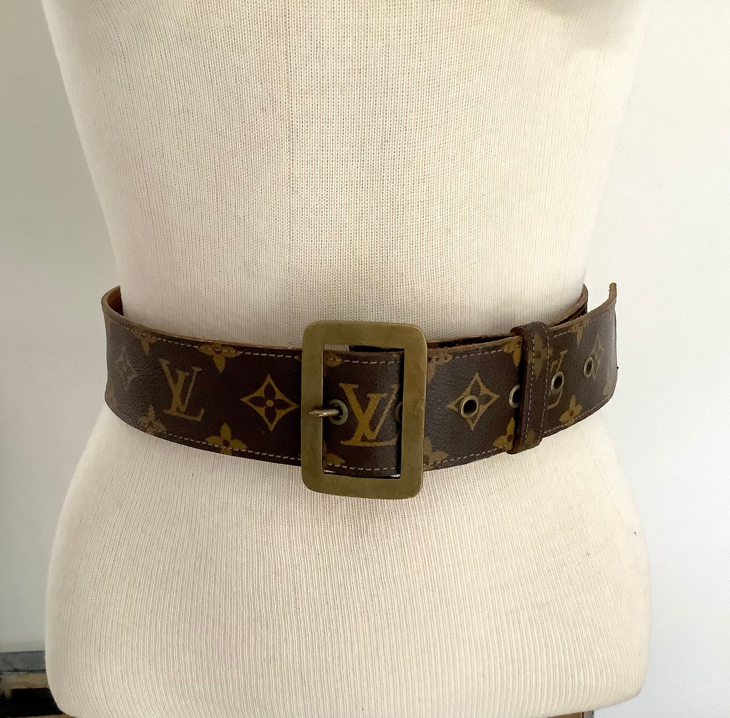 Vintage Louis Vuitton for Saks Monogram Canvas Belt with Leather