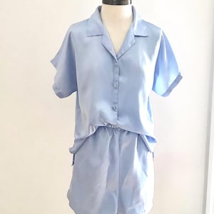 Blue Satin Summer Pajamas,Winlar Vintage Short Set Pajamas,Size Small,Ladies Pajamas,Gift Her,Funky Cool Vintage,Vintage Clothes Accessories