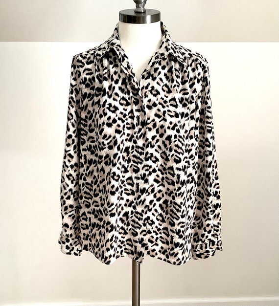 Leopard Print Collared Blouse,Alfred Dunner Top,P… - image 3